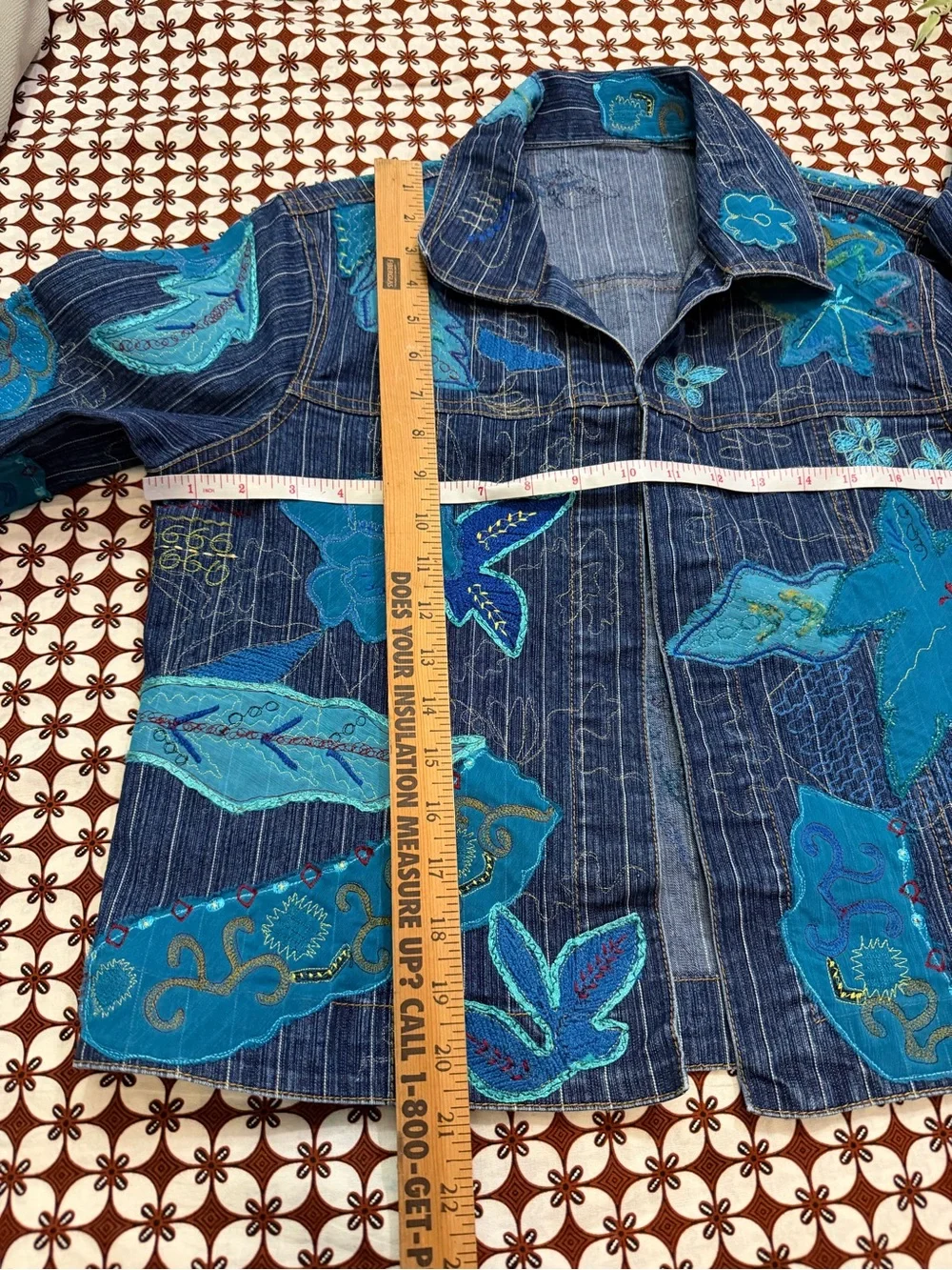 Blue Floral Patchwork Denim Jacket